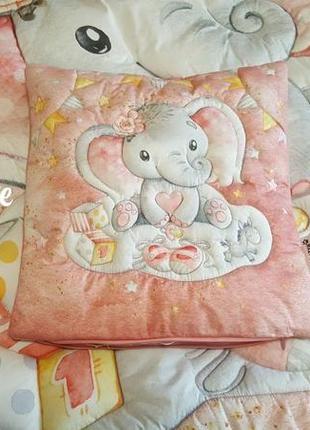 Детский игровой коврик слоненок на розовом + наволочка kuzya production 000216226 фото