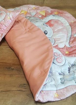 Дитячий ігровий килимок слоненя на рожевому + наволочка kuzya production 000216225 фото