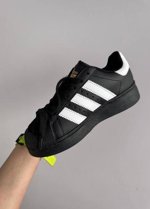 Адидас суперстарее коды кожаные черные adidas superstar 2w black / white2 фото