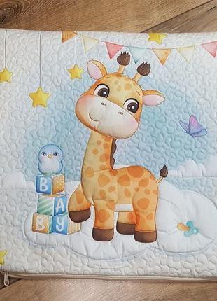 Стьобана дитяча декоративна наволочка жирафик (00021821)2 фото