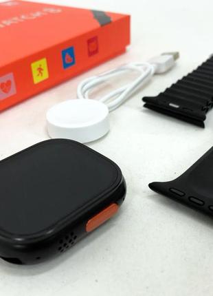 Умные смарт-часы с двумя ремешками и зарядкой smart watch l8 ultra наручные смарт-часы на android черные5 фото