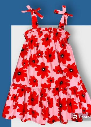 F&f летний сарафан красные маки платье из чистого хлопка