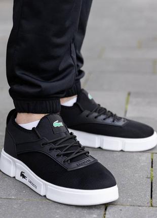 Чоловічі кросівки lacoste black white7 фото