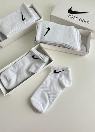 Носки nike, белые носки, высокие белые носки, низкие белые носки, носки женские4 фото