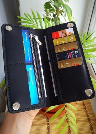 Мужское портмоне, кожаний кошелек, бумажник с отделом на молнии из кожи1 фото