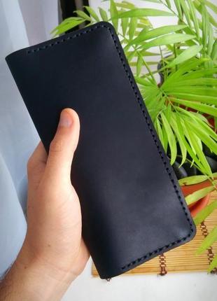 Мужское портмоне, кожаний кошелек, бумажник с отделом на молнии из кожи3 фото