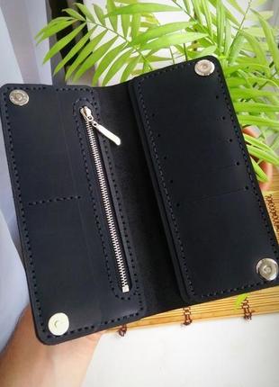 Мужское портмоне, кожаний кошелек, бумажник с отделом на молнии из кожи2 фото