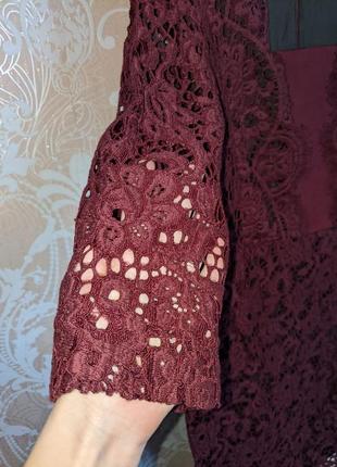 🌿очень красивое новое кружевное бордовое платье в цветочек, платье от dolcedonna3 фото