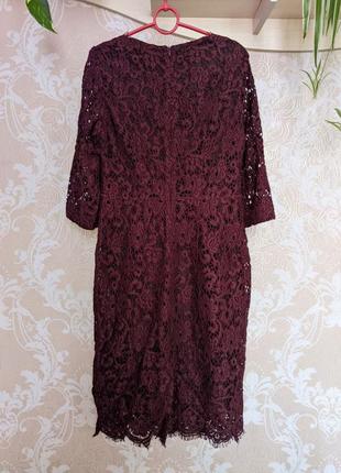 🌿очень красивое новое кружевное бордовое платье в цветочек, платье от dolcedonna4 фото
