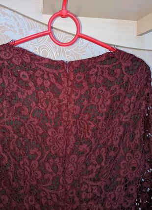 🌿очень красивое новое кружевное бордовое платье в цветочек, платье от dolcedonna5 фото