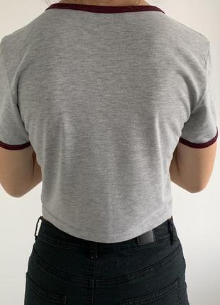 Женская серая футболка топ, серый кроп-топ.3 фото