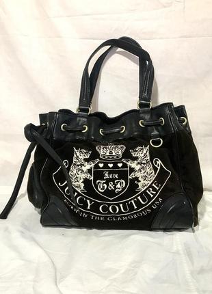 Juicy couture vintage dark brown velour velvet bucket bag scotty dog1 фото