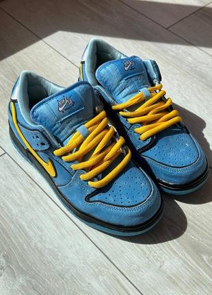 Nike sb dunk low x powerpuff girls blue yellow1 фото