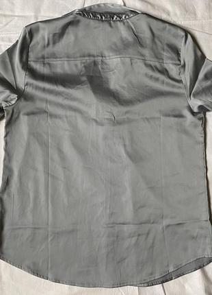Шелковая атласная серая рубашка блуза4 фото