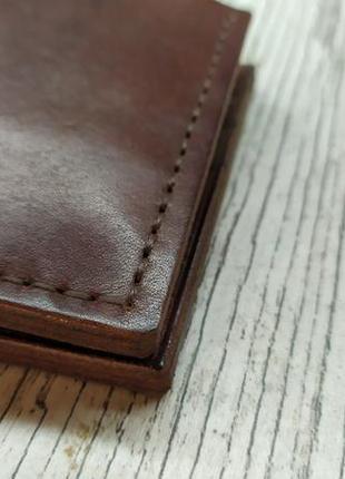Мужской кожаный кошелек, портмоне, бифолд. ручная работа. цвет коричневый.7 фото