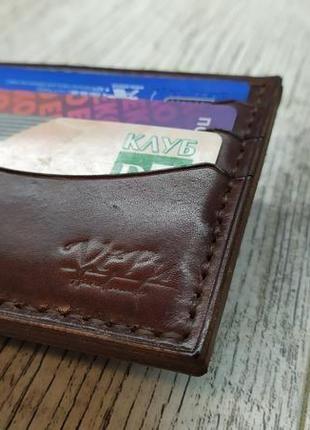 Чоловічий шкіряний гаманець, портмоне, бифолд. ручна робота. колір коричневий.5 фото