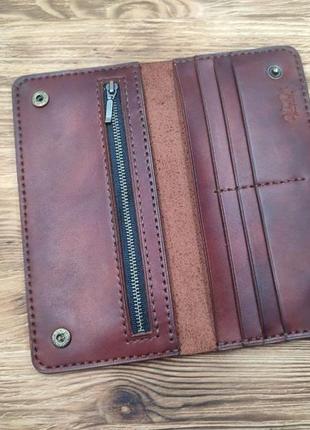 Шкіряний чоловічий гаманець, клатч, портмоне "crazy" . ручна робота. колір коричневий1 фото