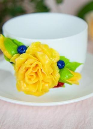 Набор посуды для чаепития "желтая роза"5 фото