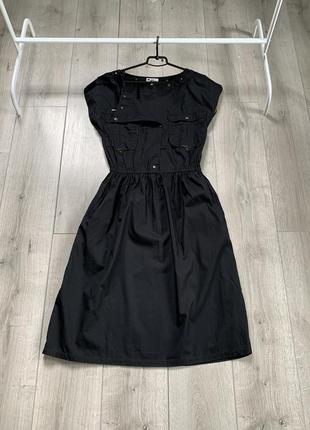 Стильняжна модна сукня плаття чорного кольору розмір m l з двома кишенями котон натуральна тканина2 фото