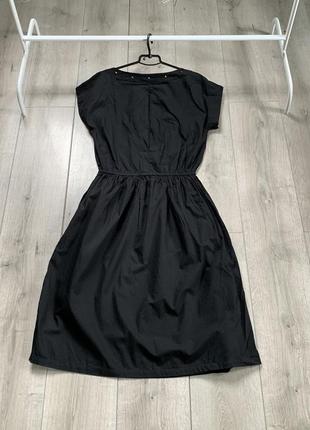 Стильняжна модна сукня плаття чорного кольору розмір m l з двома кишенями котон натуральна тканина6 фото