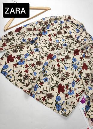 Блуза женская в цветочный принт свободного кроя от бренда zara m