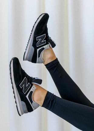 Демисезон кроссовки  new balance 574 black white2 фото