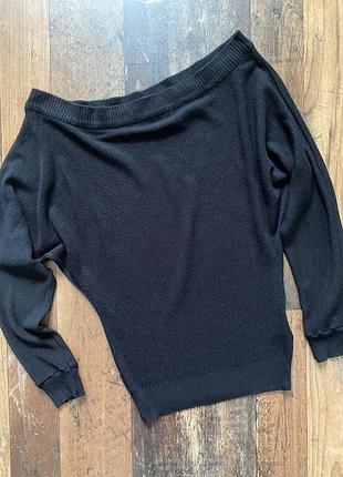 Полупрозрачный чёрный лонгслив сетка с открытым плечом брендовый оригинал