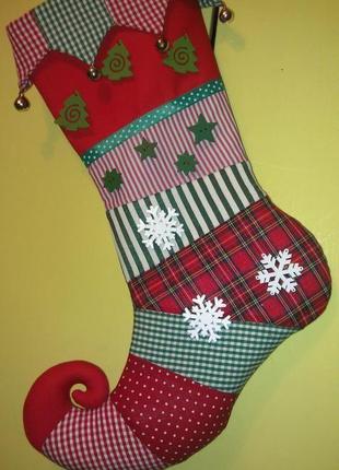 Новорічний ( різдвяний ) чобіток (носок) для подарунків1 фото