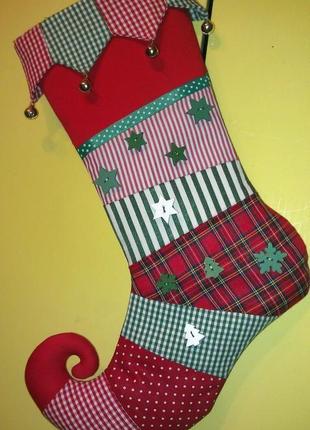 Новорічний ( різдвяний ) чобіток (носок) для подарунків2 фото