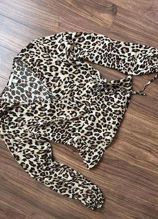 Леопардова блуза на запах h&amp;m10 фото