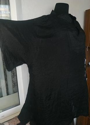 Необыкновенно модная,красивая,шелковая,черная рубашка .батал.3 фото