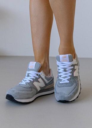 Женские кроссовки new balance 574 gray pink2 фото