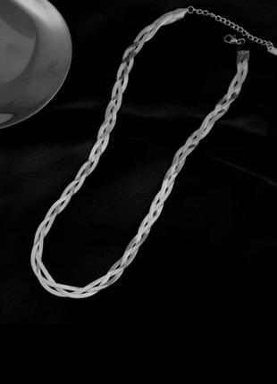 Колье коса нержавеющая сталь нержавейка ожерелье косичка медицинское серебро медсплав купить колье снейк1 фото