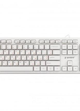 Клавіатура дротова gembird kb-mch-03-w-ua, українська розкладка, мультимедійна, "шоколадні" клавіші, білий колір