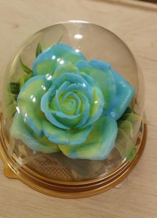 Роза из мыла желто-голубая2 фото