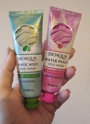 Очисна маска для обличчя з персиком bioaqua water peach mud mask, 50 гр4 фото