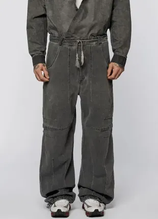 Джинси штани syndicate denim trousers folds grey old dyed