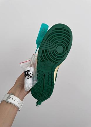 Женские кроссовки nike sb dunk x off-white low happy smile green найк зеленого цвета6 фото