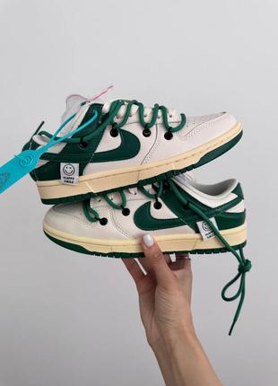 Жіночі кросівки nike sb dunk x off-white low happy smile green найк данк зеленого кольору1 фото