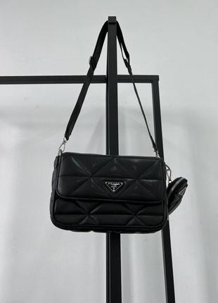 Сумка prada re-nylon padded shoulder black7 фото