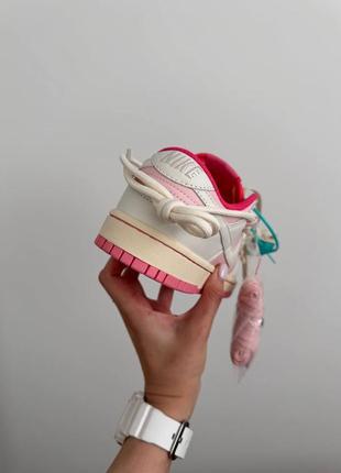 Женские кроссовки nike sb dunk x off-white low pink cream laces найк данк розового цвета5 фото