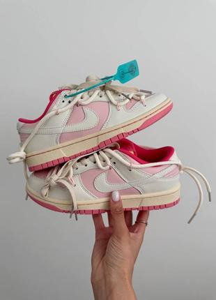 Женские кроссовки nike sb dunk x off-white low pink cream laces найк данк розового цвета