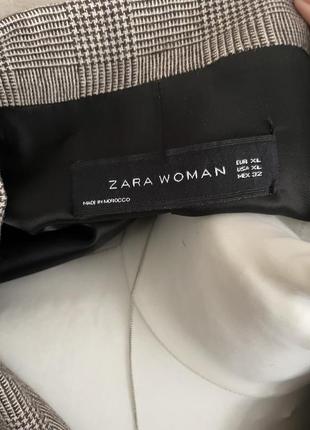Пиджак в клетку серо коричневый длинный оверсайз zara woman6 фото