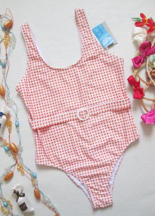 Шикарный слитный купальник в мелкую клетку с поясом chelsea peers 04-24 🌺🌴🌺