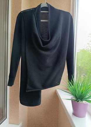 Стильная черная кофта накидка с содержанием шерсти дорогого бренда allsaints8 фото