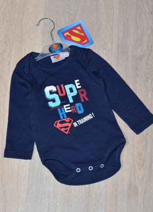 Боді superman 3-6 міс. superhero superbaby супермен супергерой бодік класний крутий довгий рукав для фотосесії фотосета disney george primark