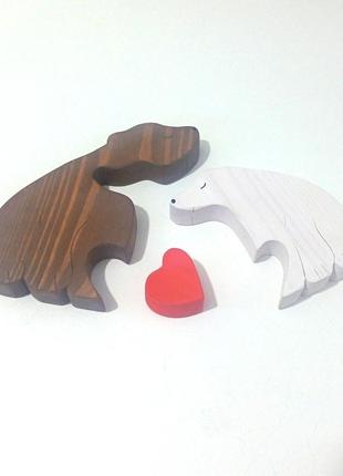 Парные деревянные пазлы мишки на подарок2 фото