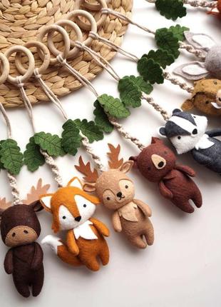 Іграшки на бейбі джим, лісові іграшки на  дерев'яну стійка для розвитку дитини, підлоговий мобіль1 фото