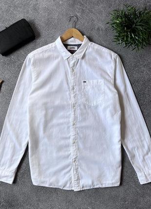 Мужская белая рубашка с длинным рукавом tommy jeans hilfiger regular fit оригинал размер l томе хилфигер