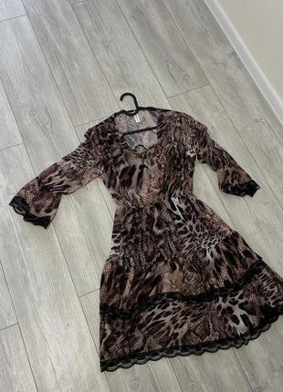 Платье леопардовое мини10 фото